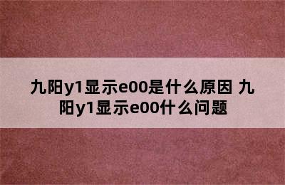 九阳y1显示e00是什么原因 九阳y1显示e00什么问题